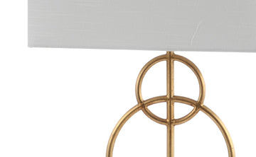 Haines 26" Modern Circle Marble/Metal LED Table Lamp - JONATHAN Y